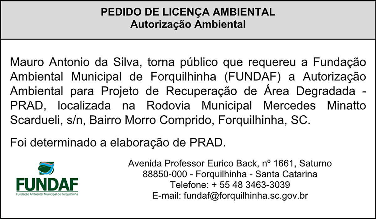 Pedido licenca ambiental Mauro Antonio da Silva