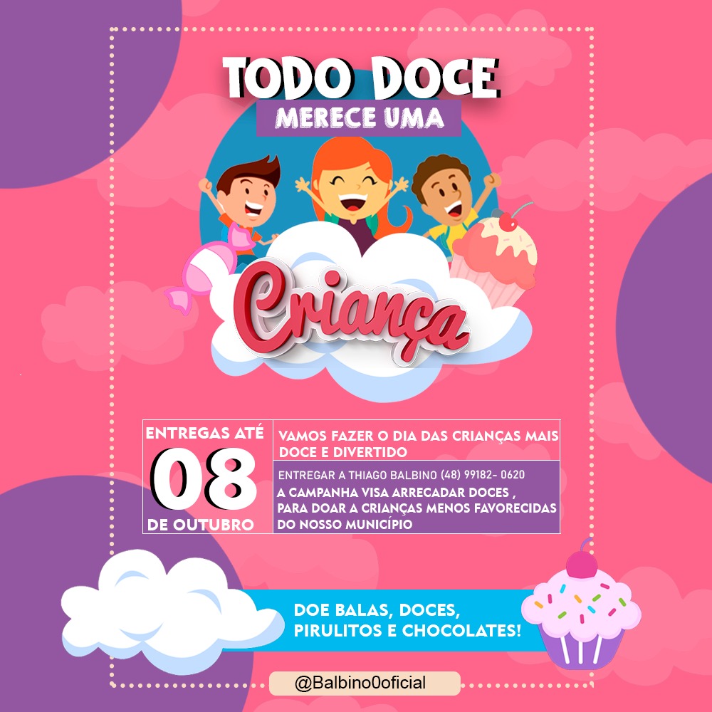 Ação arrecada doces para presentear crianças carentes no Dia das Crianças 7 1633006326086