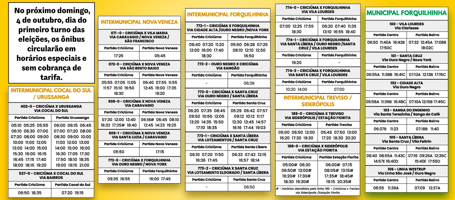Forquilhinha terá ônibus municipais e intermunicipais de graça neste domingo de eleição 6 Ônibus